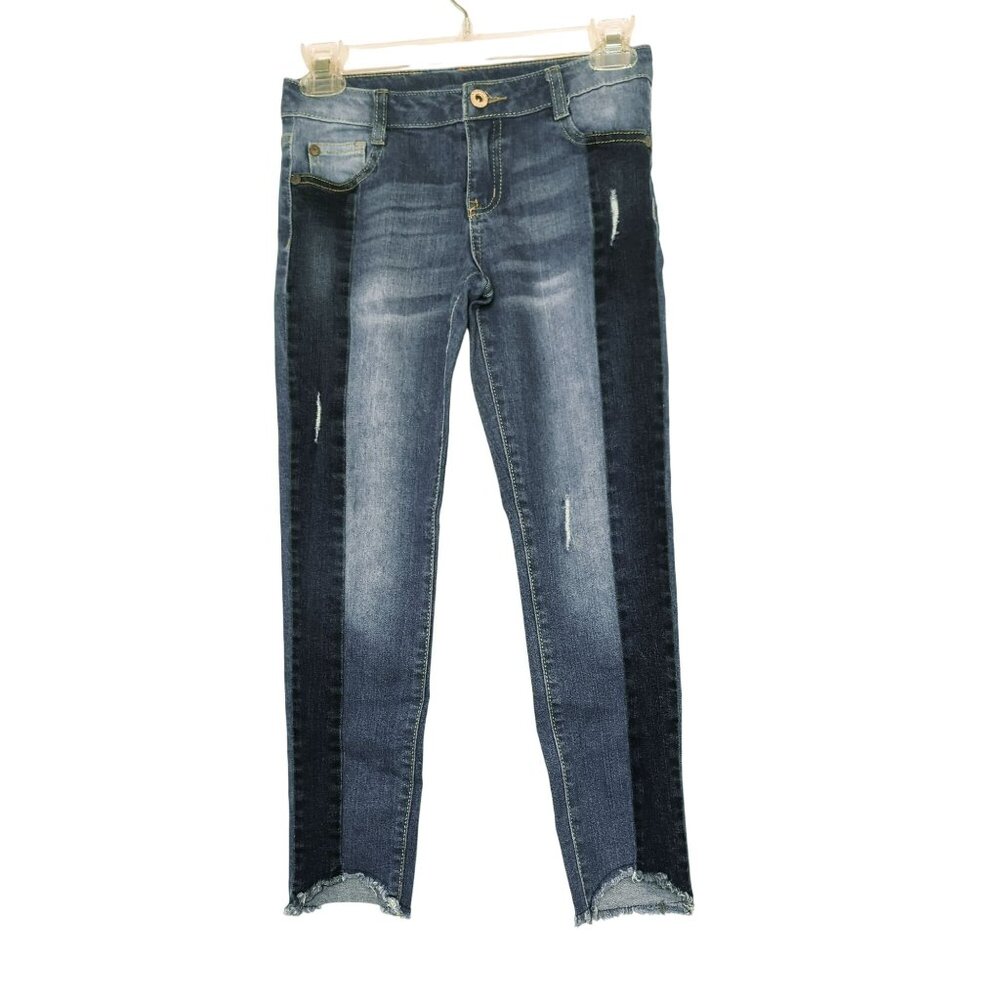 Arizona Jean Co Girls 12 Regular Jeans Two-Tone Distressed Raw Hem Stretch
